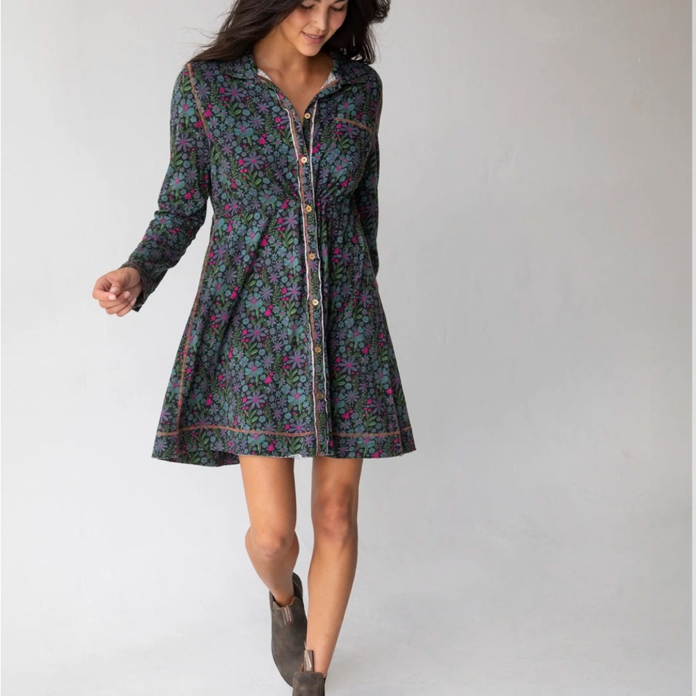 NATURAL LIFE Dark Floral Long Sleeve Dress